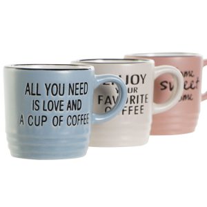 Café Set 6 gres 9x6x6,5 90ml grabado
