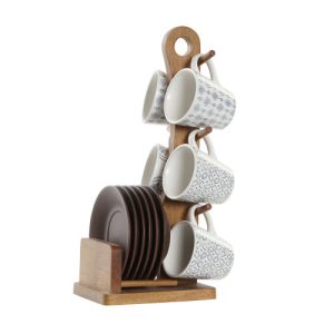 Café Set 6 gres Rubberwood 14x15x30